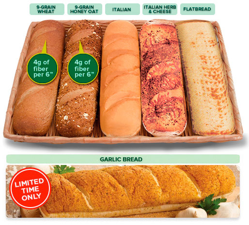 Subway Italian Bread Calories
 Breads And Toppings