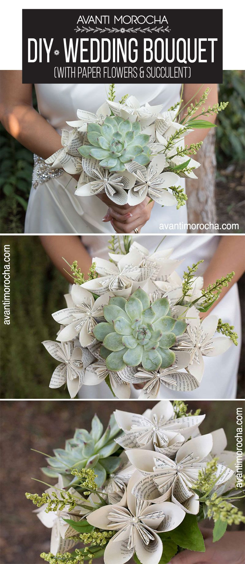 Succulent Wedding Bouquet DIY
 DIY Wedding Bouquet with Paper Flowers and Succulent