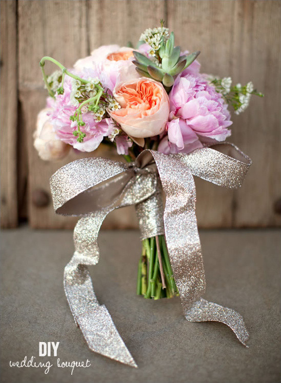 Succulent Wedding Bouquet DIY
 Blog DIY Pink Peonies And Succulent Bouquet