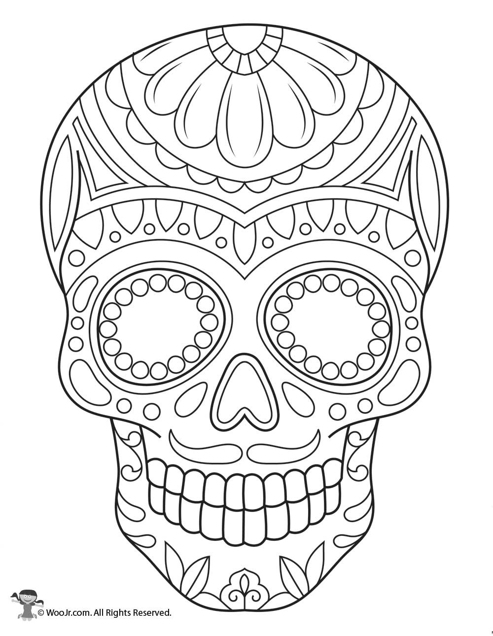 Sugar Skull Coloring Pages For Kids
 Sugar Skull Coloring Page