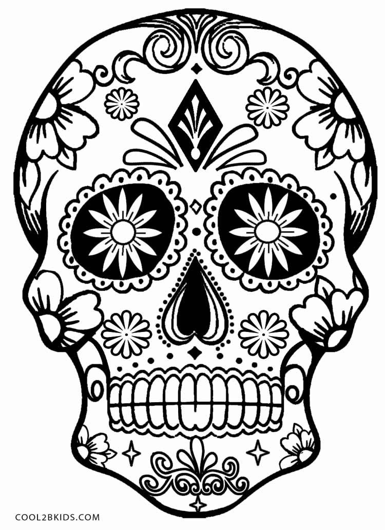 Sugar Skull Coloring Pages For Kids
 Printable Skulls Coloring Pages For Kids