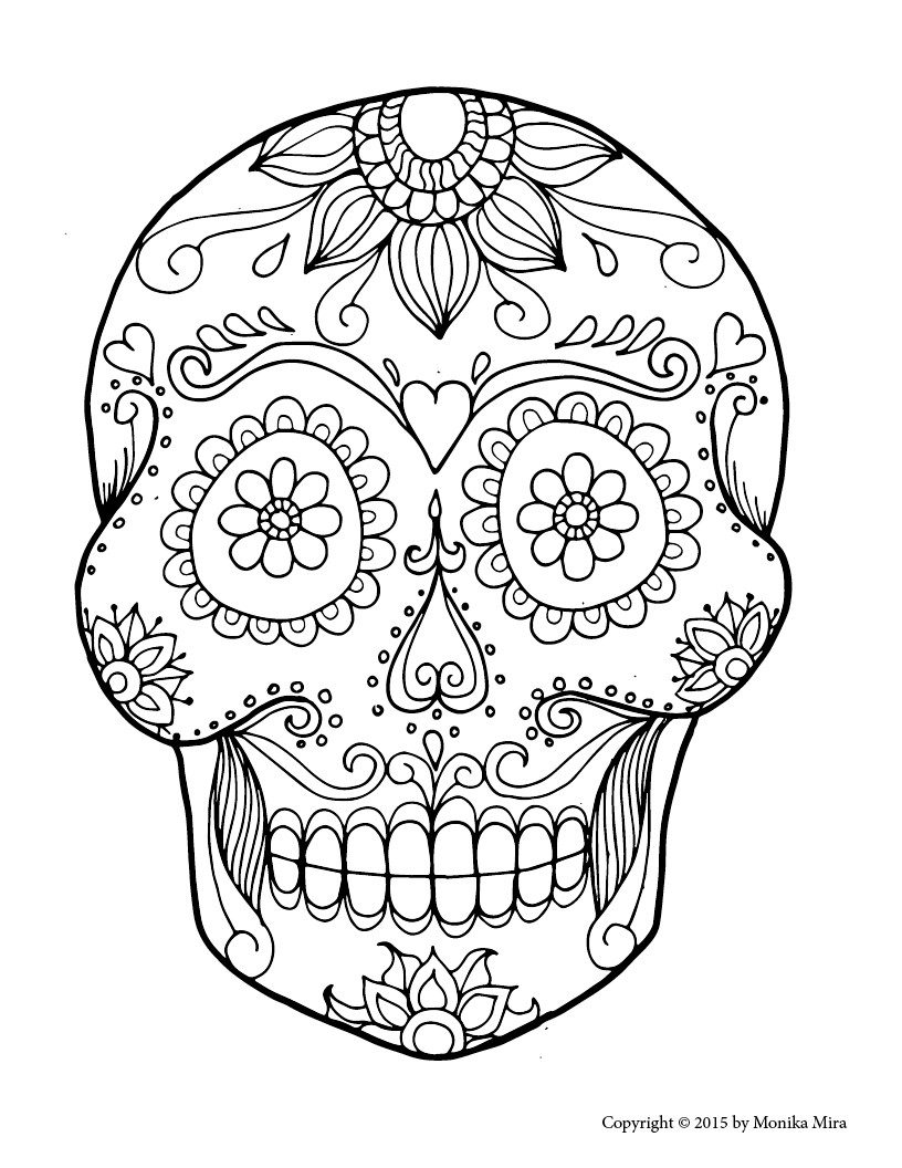 Sugar Skull Coloring Pages For Kids
 Free Printable Sugar Skull Coloring Sheets Lucid Publishing