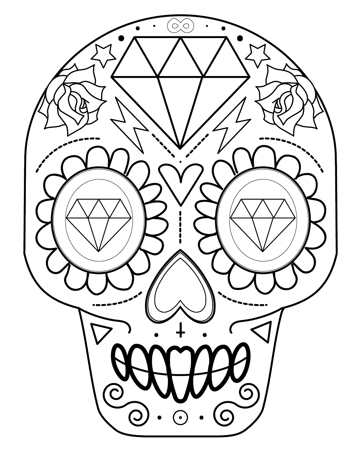 Sugar Skull Coloring Pages For Kids
 30 Free Printable Sugar Skull Coloring Pages