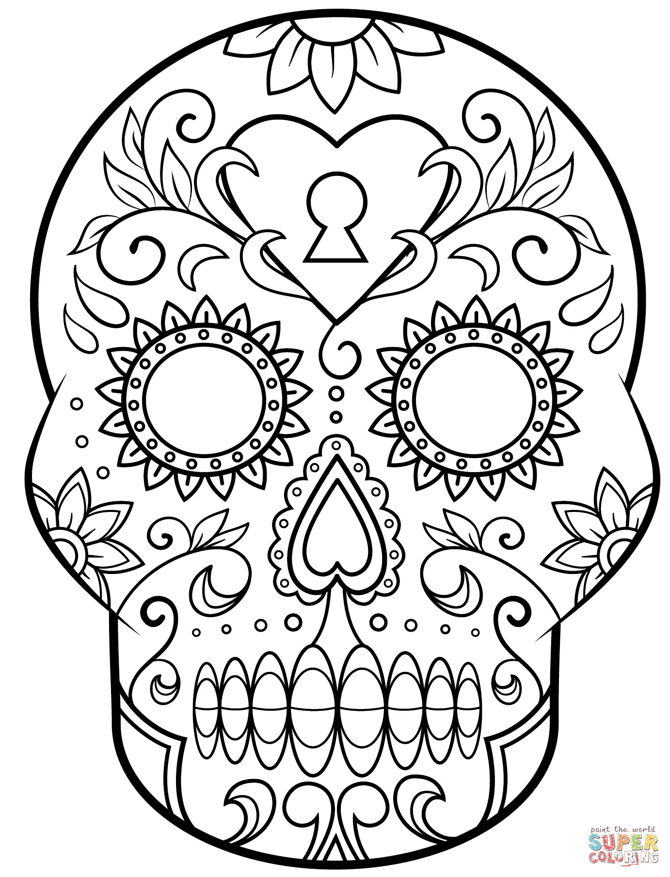 Sugar Skull Coloring Pages For Kids
 Day of the Dead Sugar Skull coloring page
