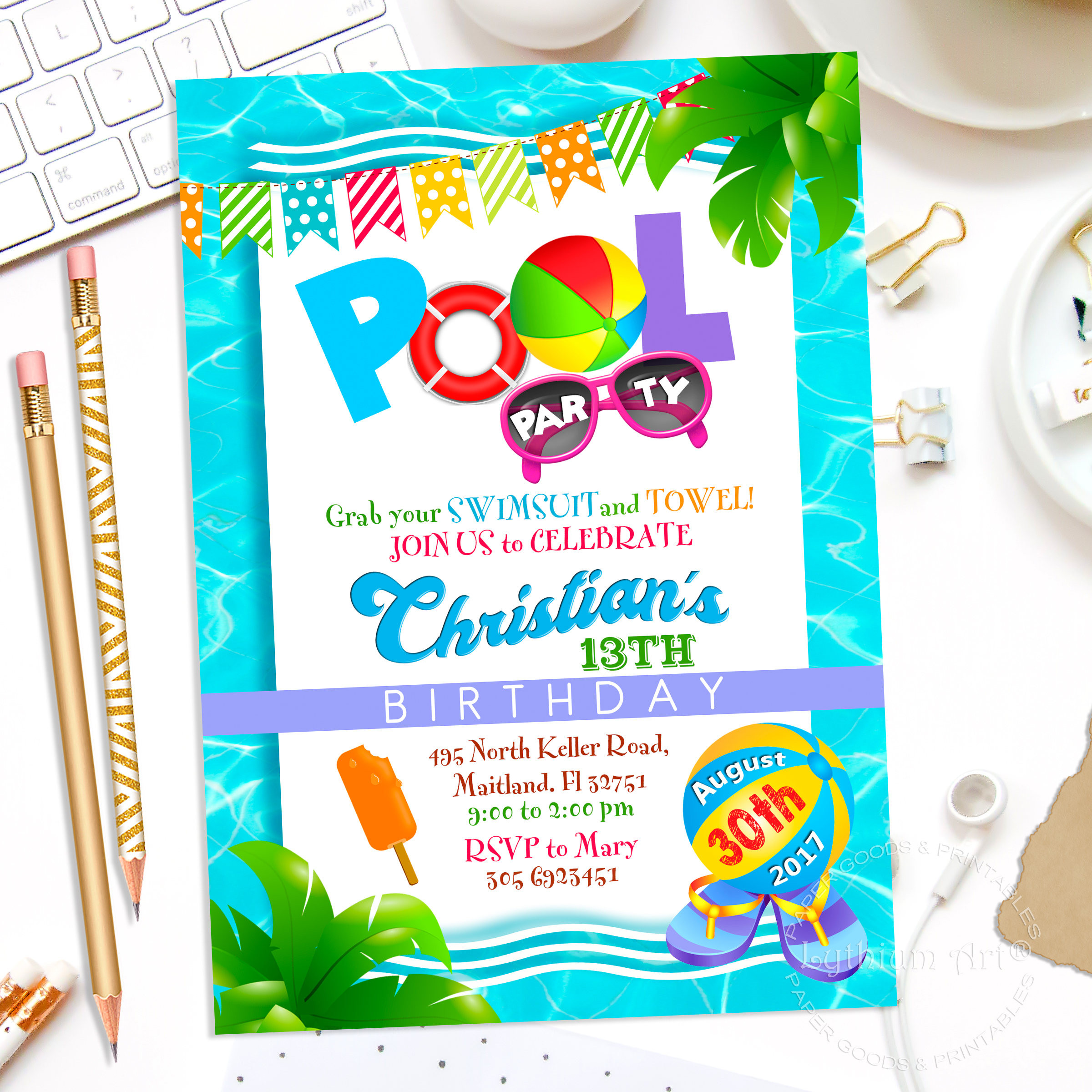 Summer Party Invitation Ideas
 Pool Party Invitation Summer Party Invitation Printable