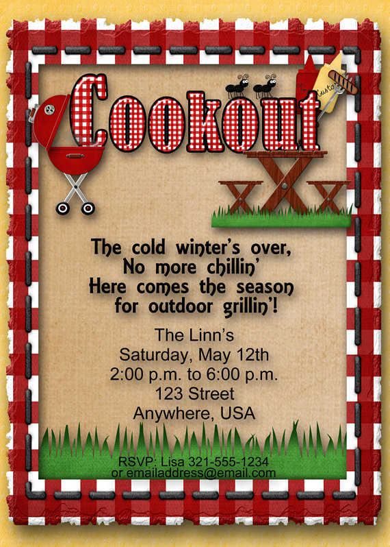 Summer Party Invitation Ideas
 Cookout BBQ Barbecue Summer Party Invitation 4th of July