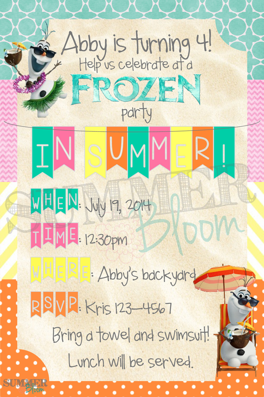 Summer Party Invitations Ideas
 Frozen and Olaf "In Summer" themed Birthday Party