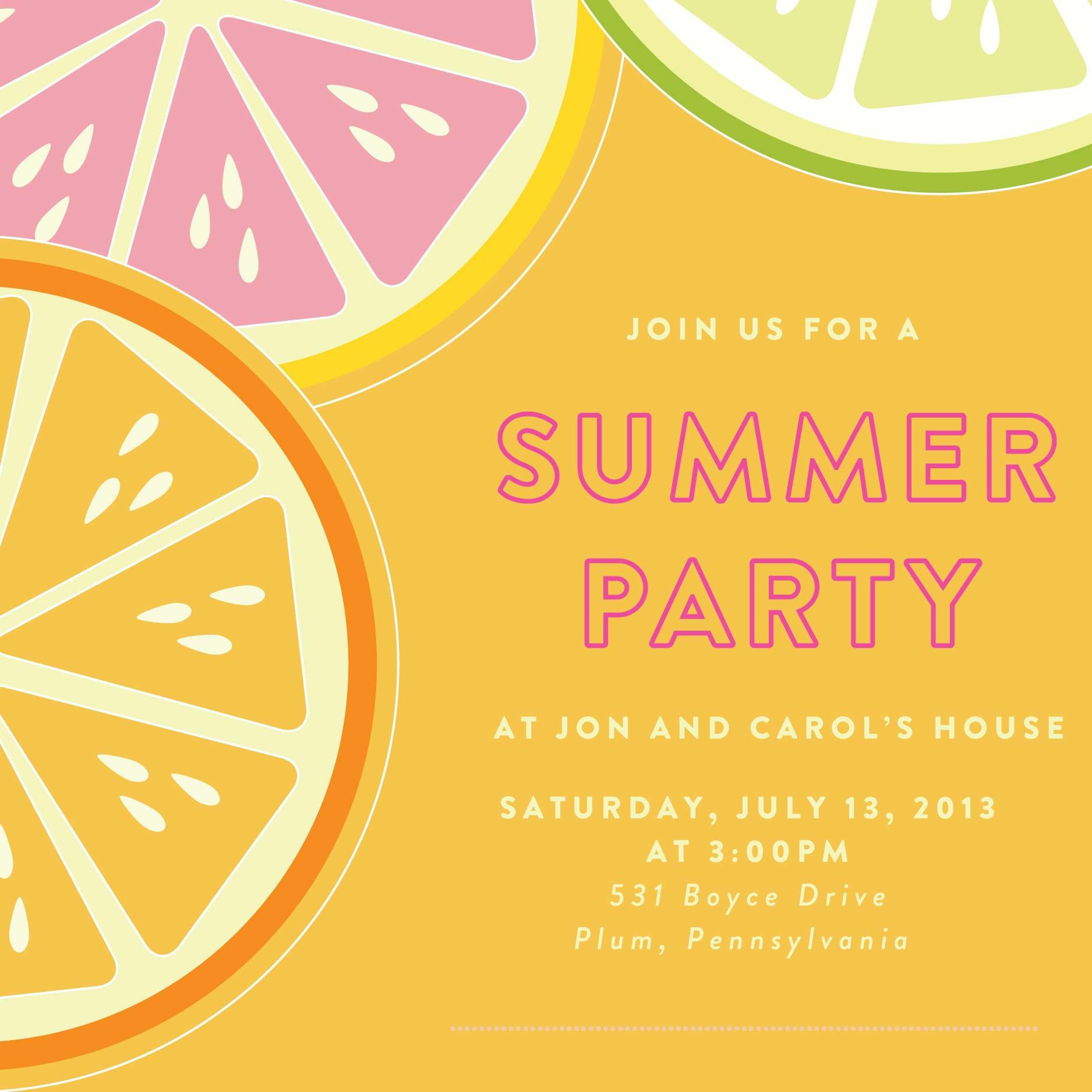Summer Party Invitations Ideas
 summer bbq party invitation template