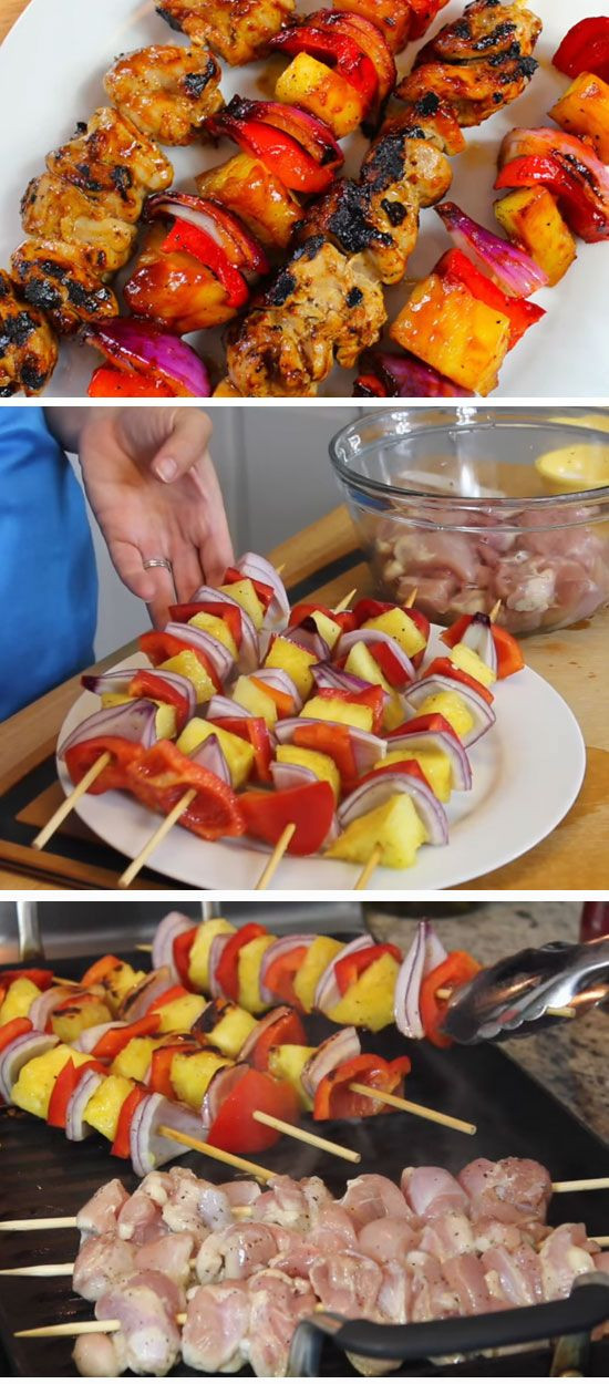 Summer Party Menu Ideas For A Crowd
 Barbecue Chicken and Pineapple Skewers
