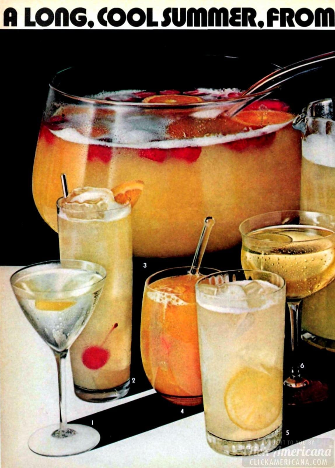 Summertime Rum Drinks
 Summertime is the time for tall cool rum drinks 1971