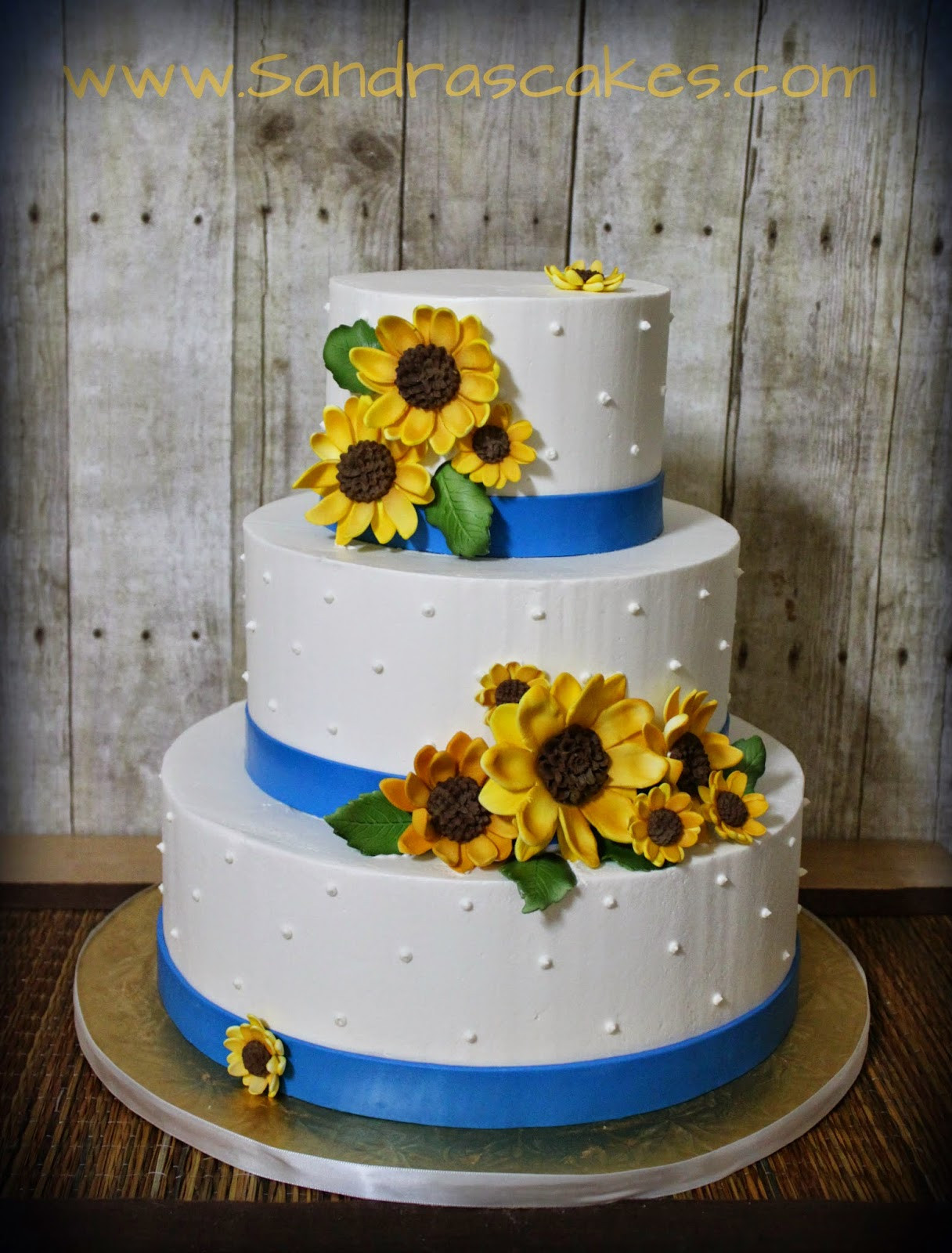 Sunflower Wedding Cakes
 Classy Sunflower Themed Buttercream Wedding Cake