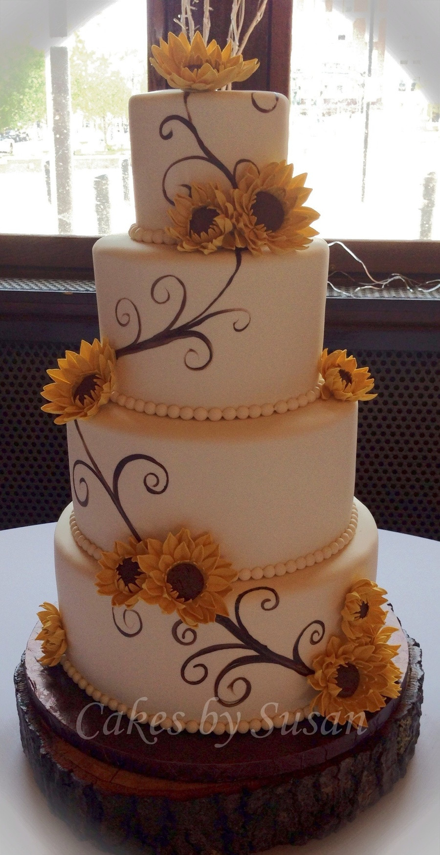 Sunflower Wedding Cakes
 Hand Painted Sunflower Wedding Cake CakeCentral