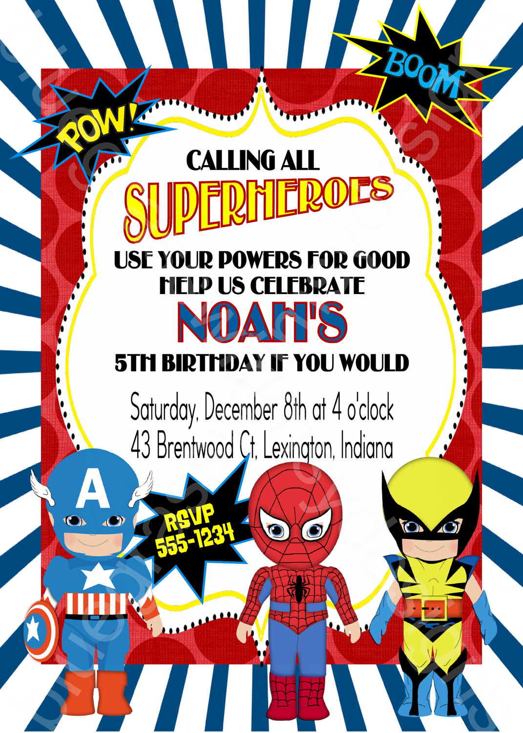 Super Hero Birthday Invitations
 Calling All Superheroes Birthday Party Invitation boy or