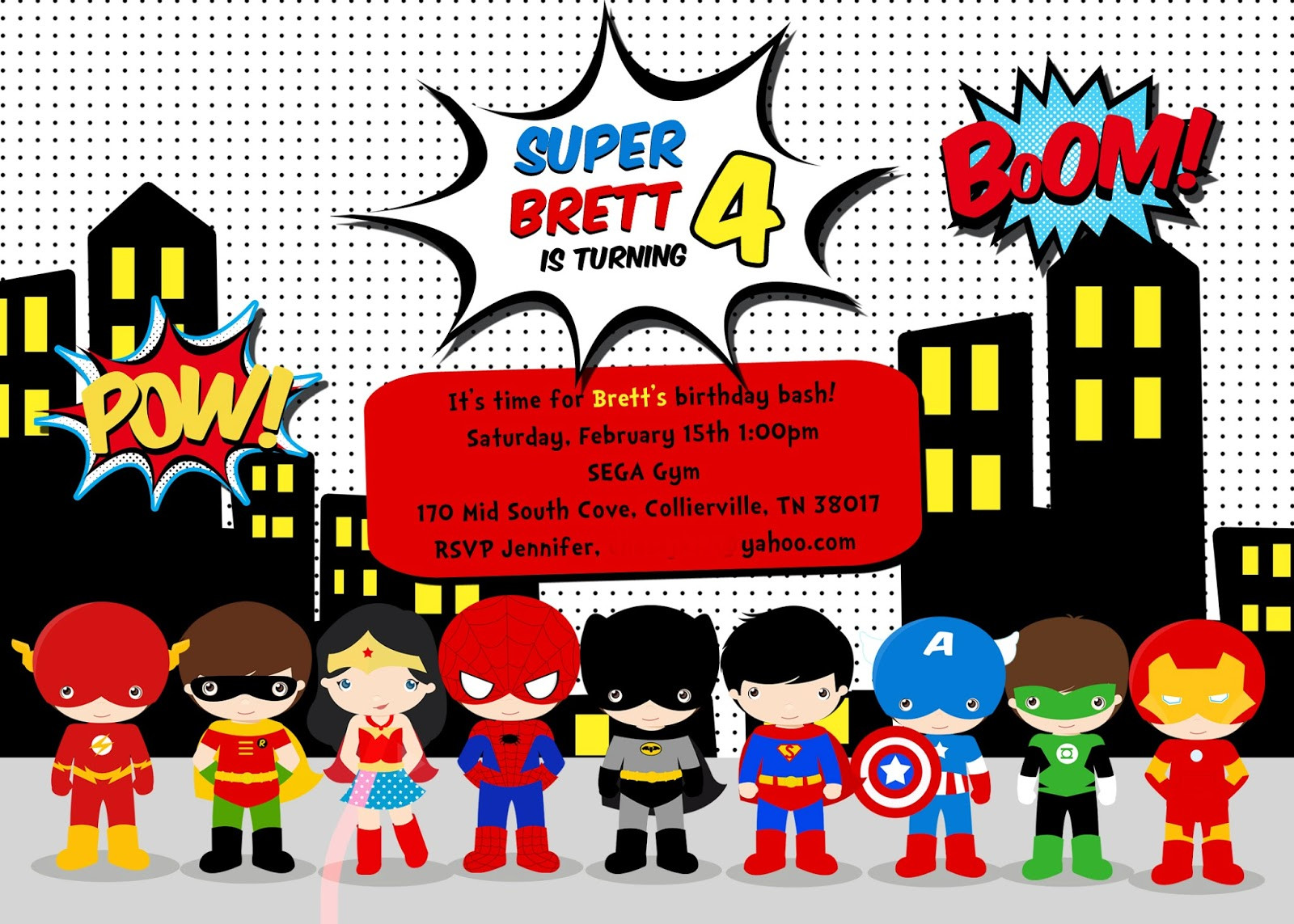 Super Hero Birthday Invitations
 GreyGrey Designs My Parties Brett s Superhero 4th