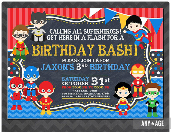 Super Hero Birthday Invitations
 Superhero Birthday Invitation Personalized Superhero