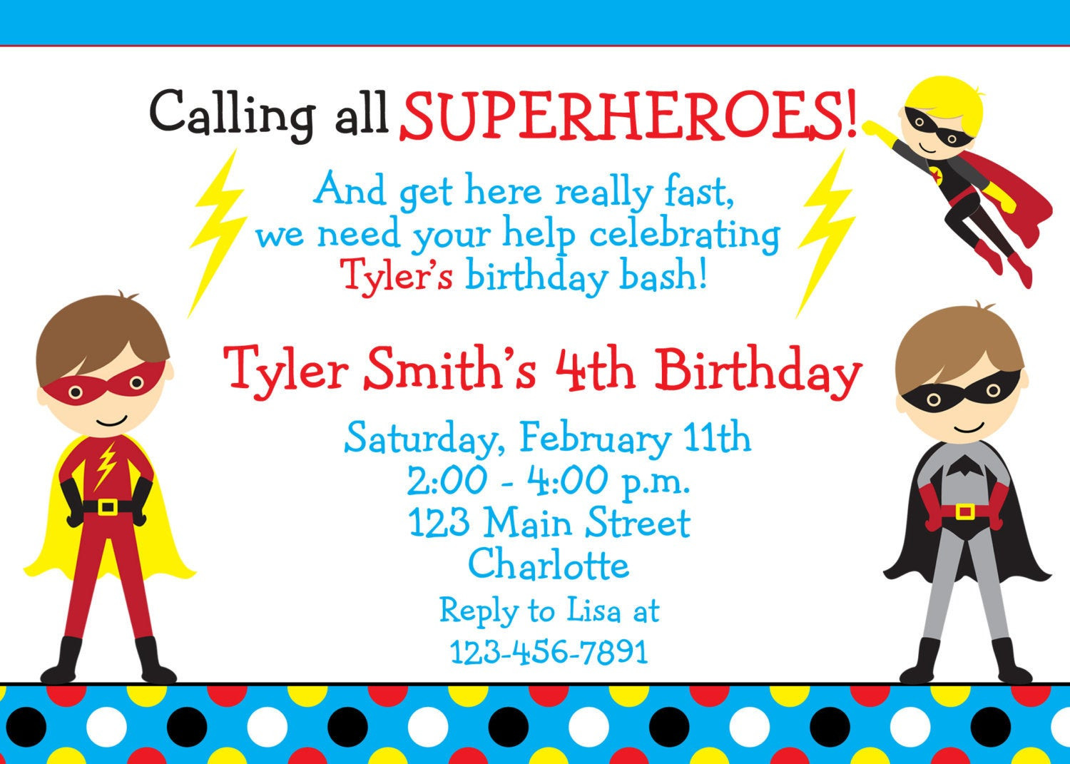Super Hero Birthday Invitations
 Superhero birthday party invitation super hero superheros
