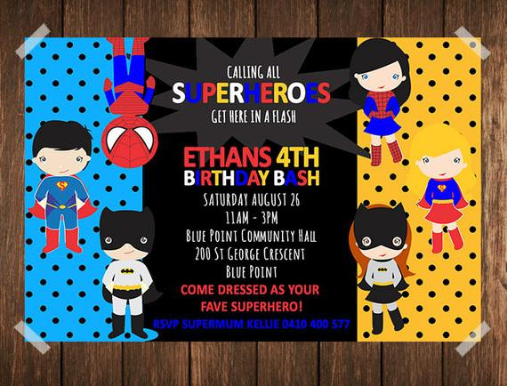 Super Hero Birthday Invitations
 Superhero Birthday Invitation Superhero Invitation