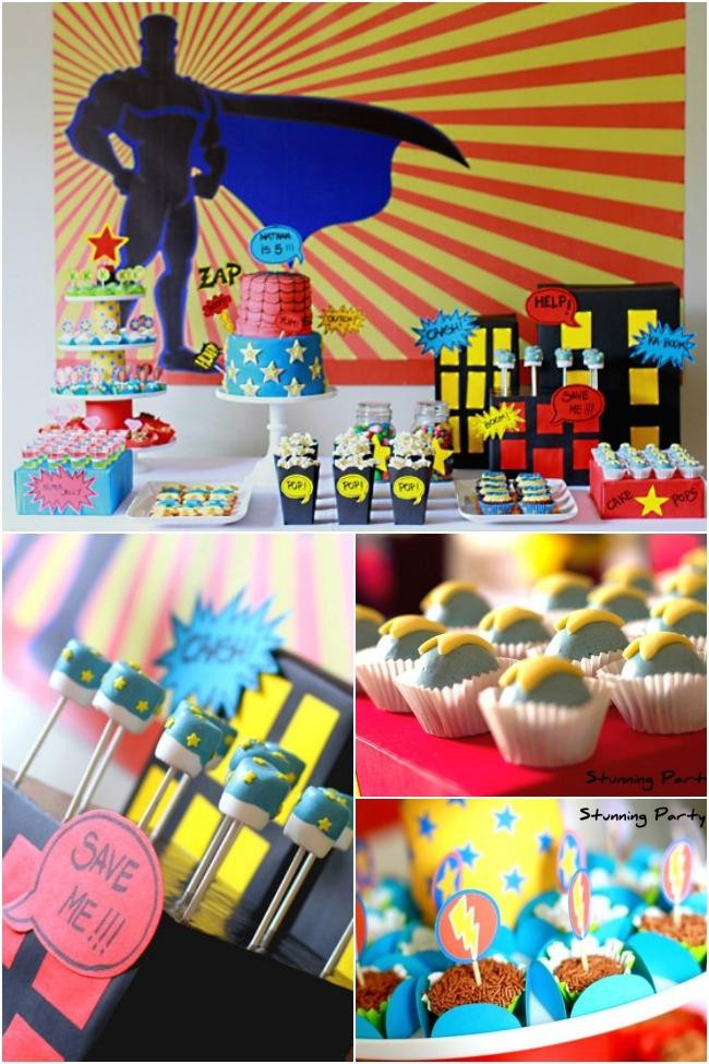 Superhero Birthday Party Decorations
 Boys Superhero Themed 5th Birthday Party Spaceships and
