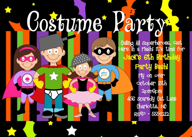 Superheroes Halloween Party Ideas
 Superhero Costume Party Halloween Birthday Invitations