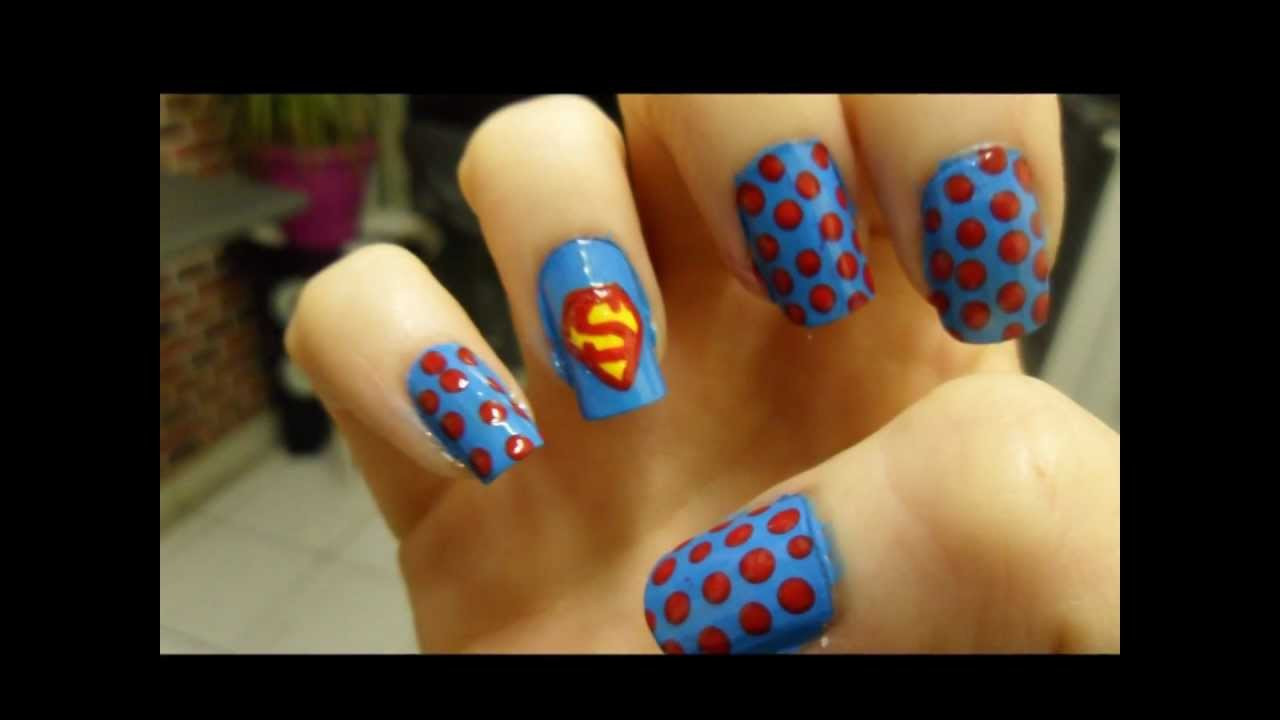 Superman Nail Art
 Nail art SUPERMAN facile Easy SUPERMAN Nails