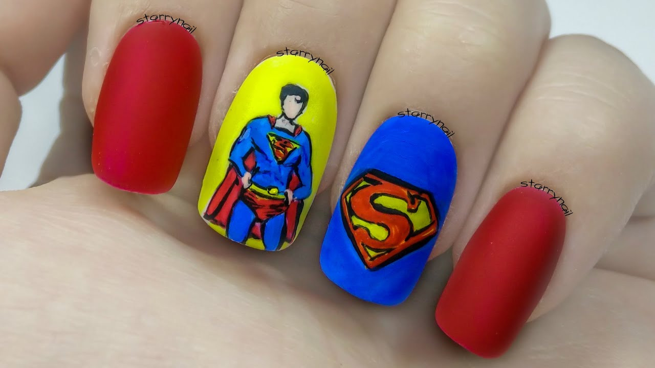 Superman Nail Art
 Superman [Freehand Nail Art]