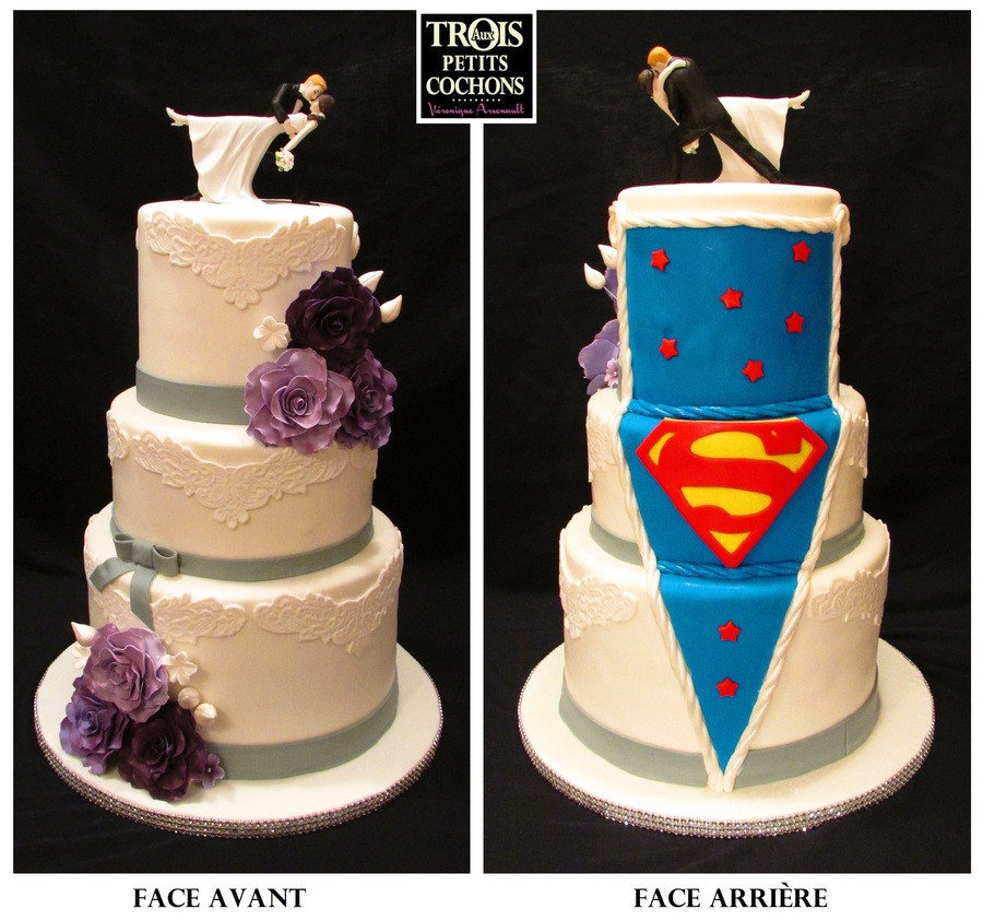 Superman Wedding Cakes
 Front And Back Different Style Wedding Cake