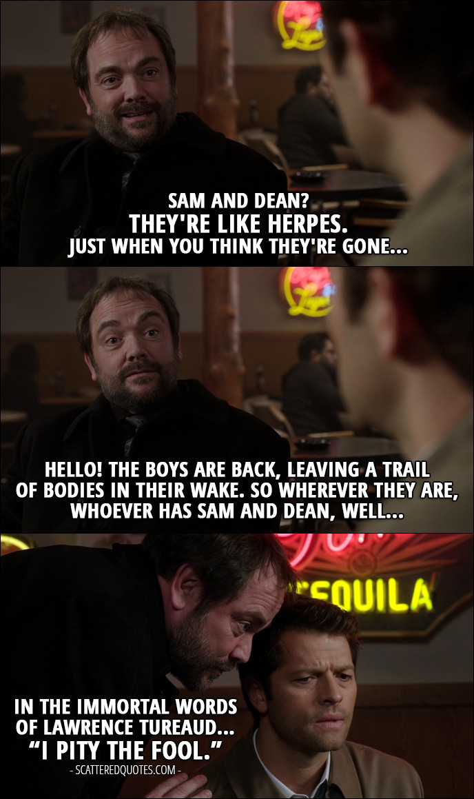 Supernatural Quotes Funny
 12 Best Supernatural Quotes from First Blood 12x09