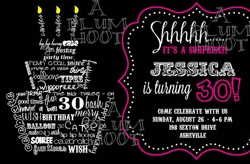 Surprise 30th Birthday Invitations
 30th Birthday Invitation Surprise Party Can be by APlumHoot