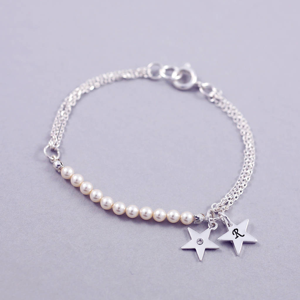 Swarovski Charm Bracelet
 charm bracelet with swarovski glass pearls by j&s
