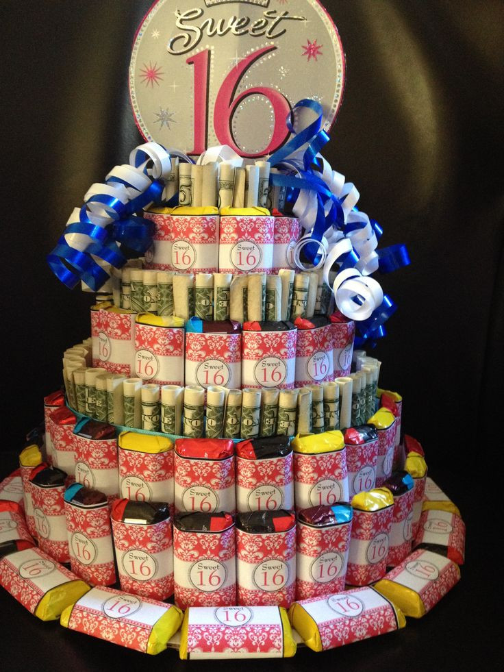 Sweet 16 Gift Basket Ideas
 Sweet 16 Money & Candy Cake You can change the sign and