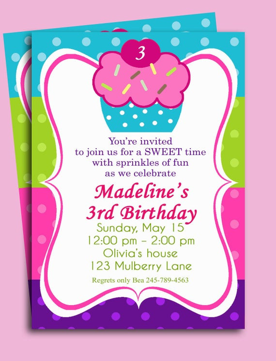 Sweet And Sassy Birthday Party
 Cupcake Birthday Invitation Printable or Printed with FREE