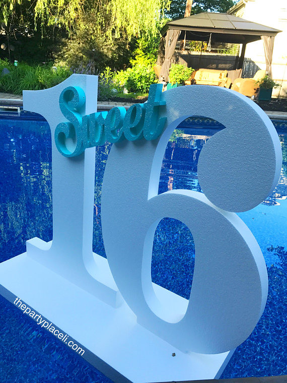 Sweet Sixteen Pool Party Ideas
 Pool Party Decoration Floating Prop Giant Numbers or Letters