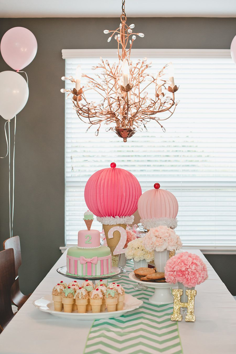 Table Decorations For Birthday Party
 Hannah s Ice Cream Parlor Party in 2019