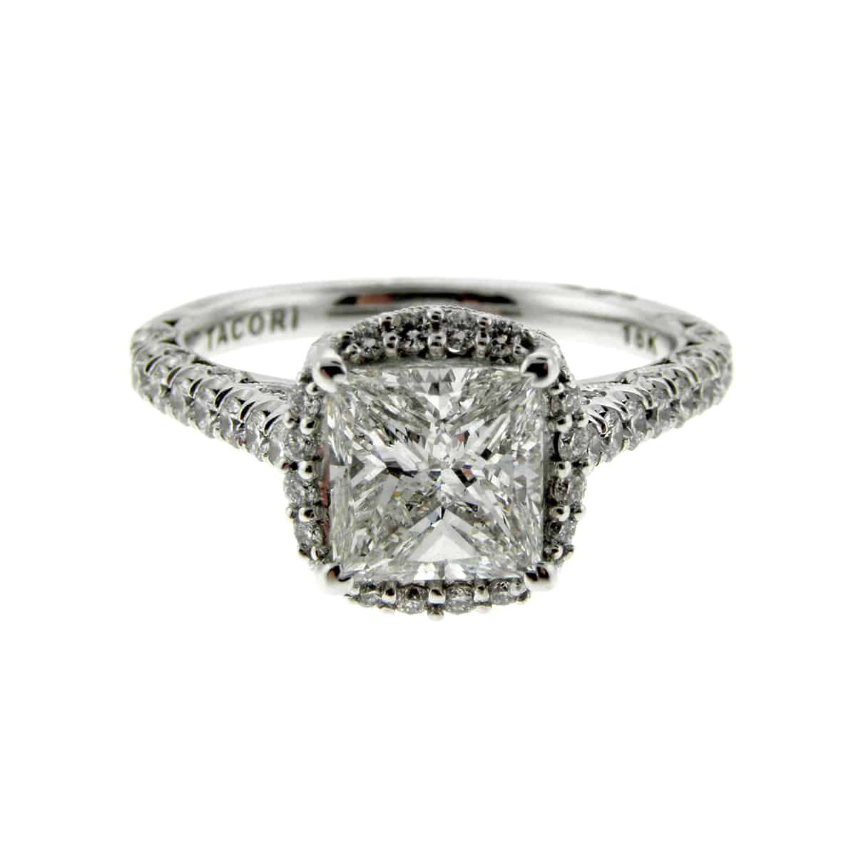 Tacori Princess Cut Engagement Rings
 Tacori 1 40ct Princess Cut Diamond 18K White Gold Ring
