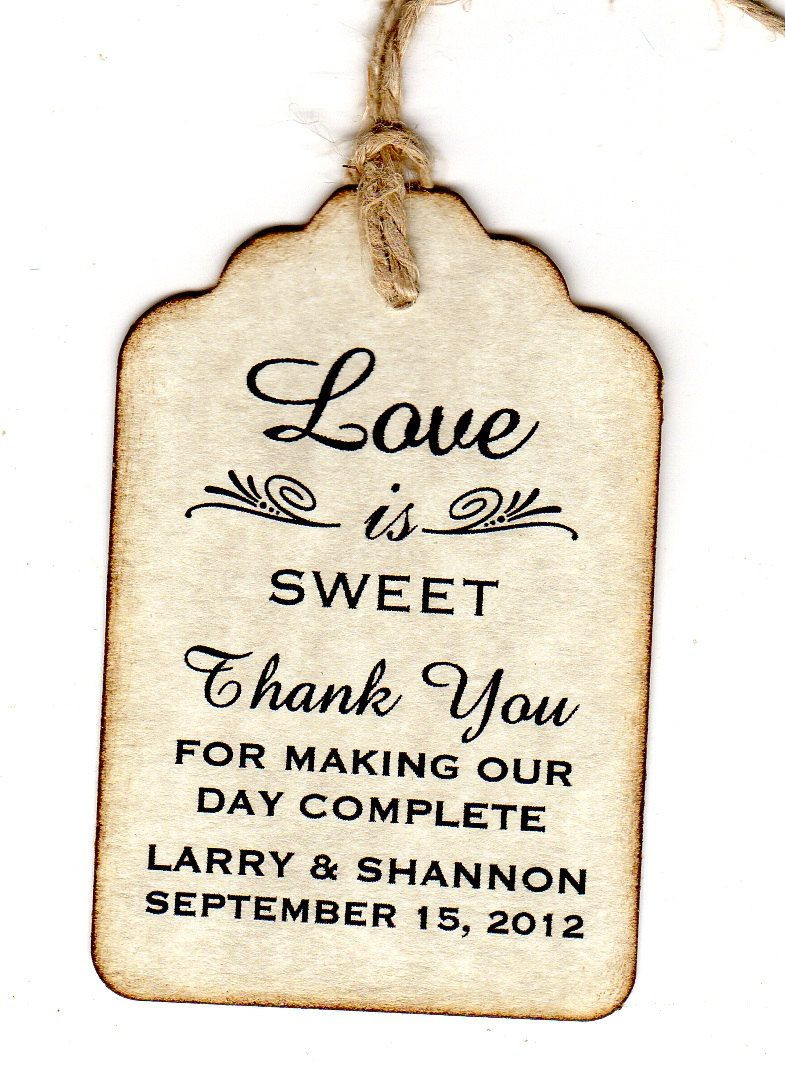 Tags For Wedding Favors
 Wedding Thank You Favor Tags Personalized LOVE IS SWEET