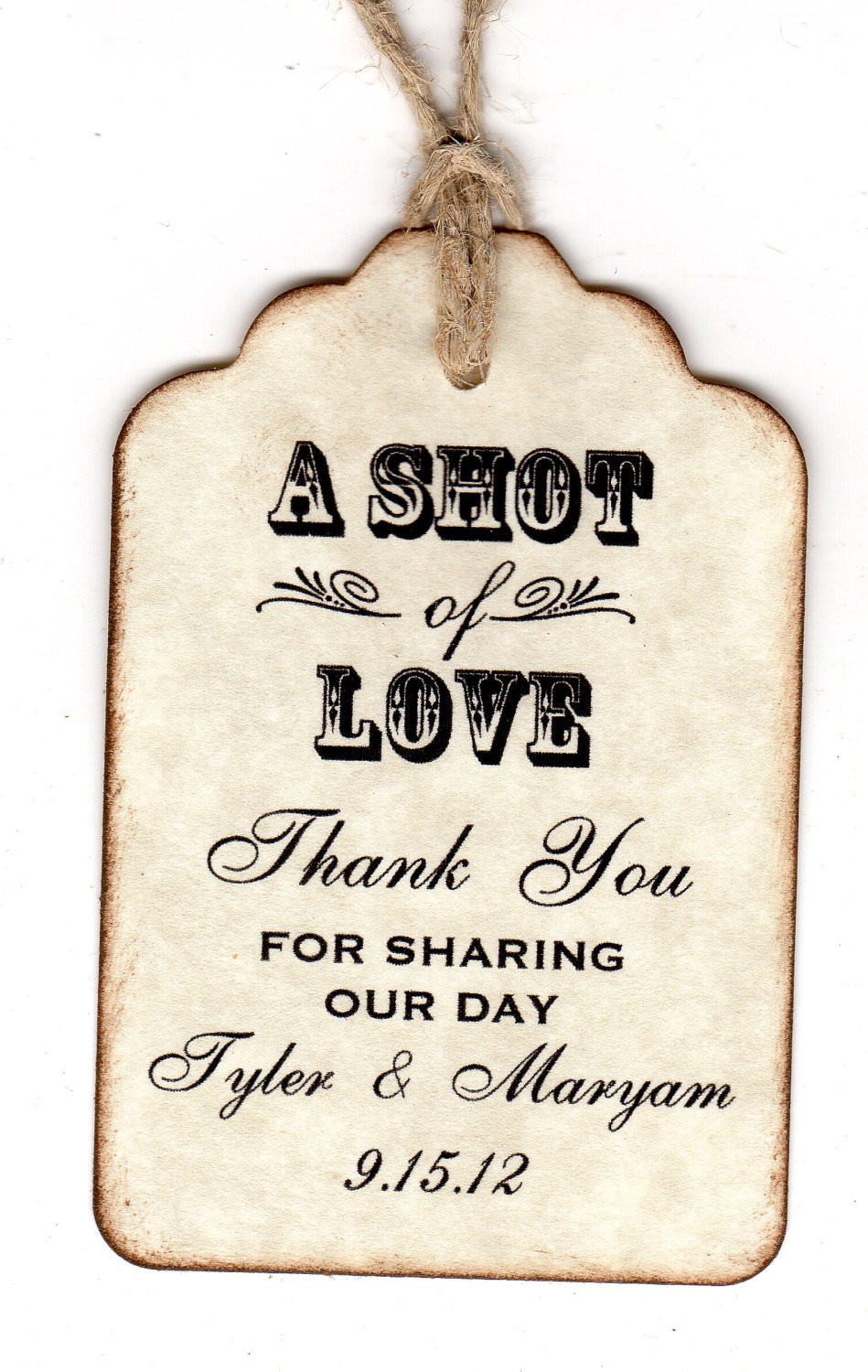 Tags For Wedding Favors
 50 Personalized Shot Love Wedding Favor Tags by