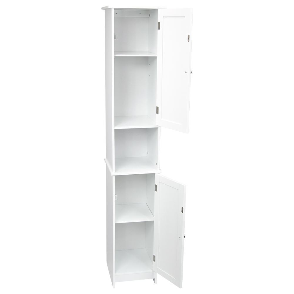 Tall Bathroom Cabinet With Doors
 Priano Bathroom Tall Cabinet Double Doors Cupboard Storage