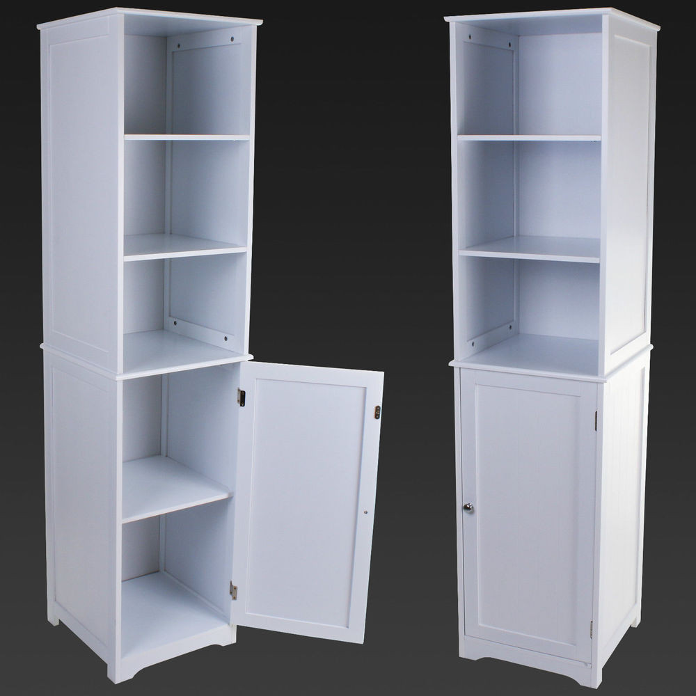 Tall Bathroom Cabinet With Doors
 TALL BOY STORAGE CABINET WHITE WOODEN BATHROOM CABINET