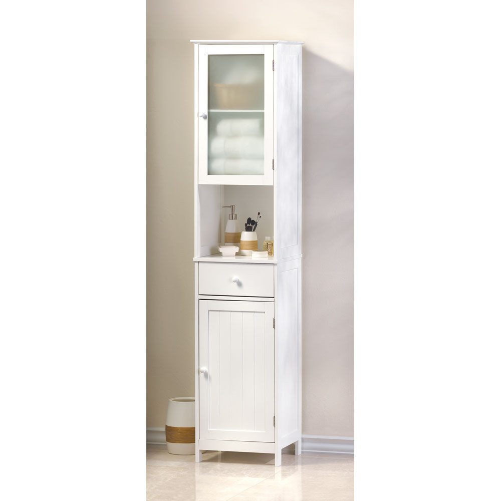 Tall Bathroom Cabinet With Doors
 70 7 8” TALL LAKESIDE WHITE WOOD TALL STORAGE CABINET