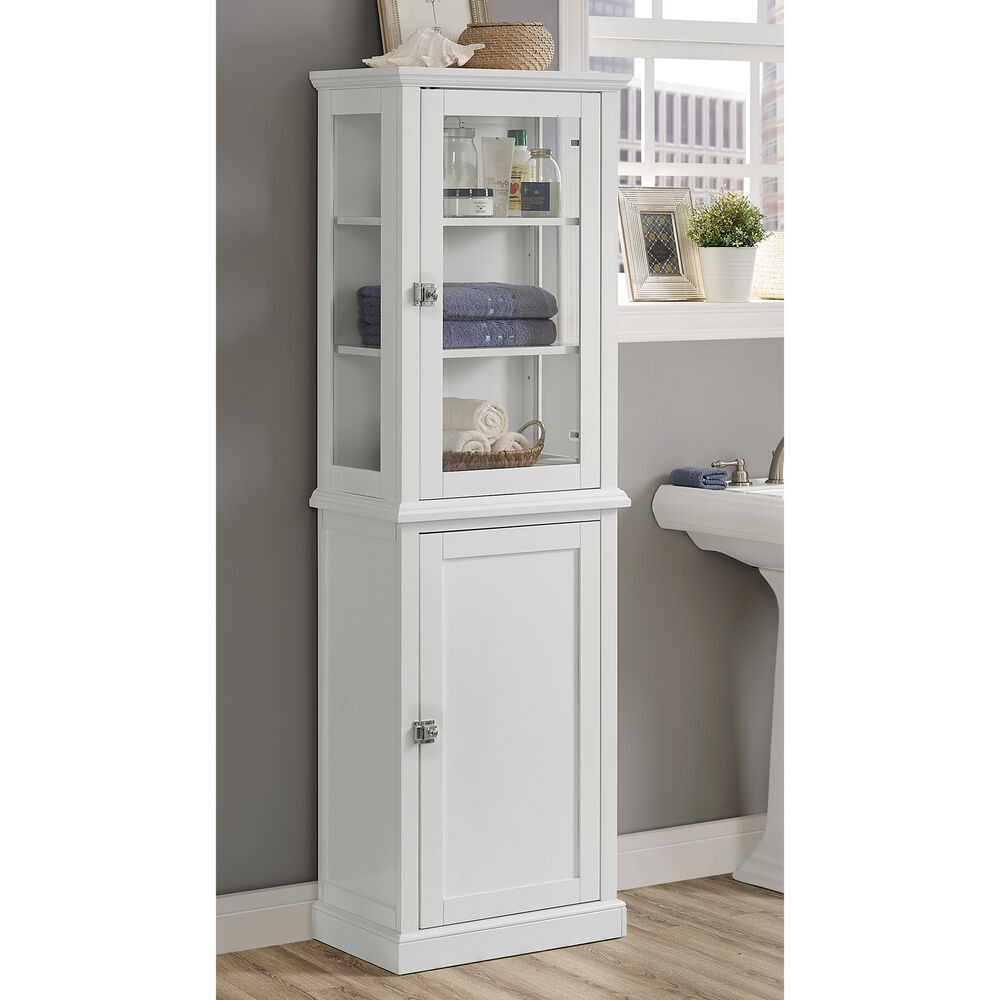 Tall Bathroom Cabinet With Doors
 Scarsdale Tall Home Bathroom Wood Storage Cabinet Shelf