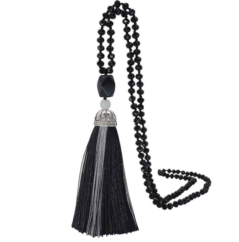 Tassel Necklace Wholesale
 wholesale Agate crystal silk tassel pendant long necklace