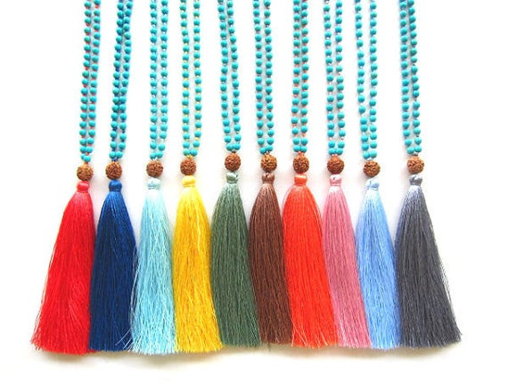 Tassel Necklace Wholesale
 WHOLESALE MALA Tassel Necklace Turquoise Beaded Long by