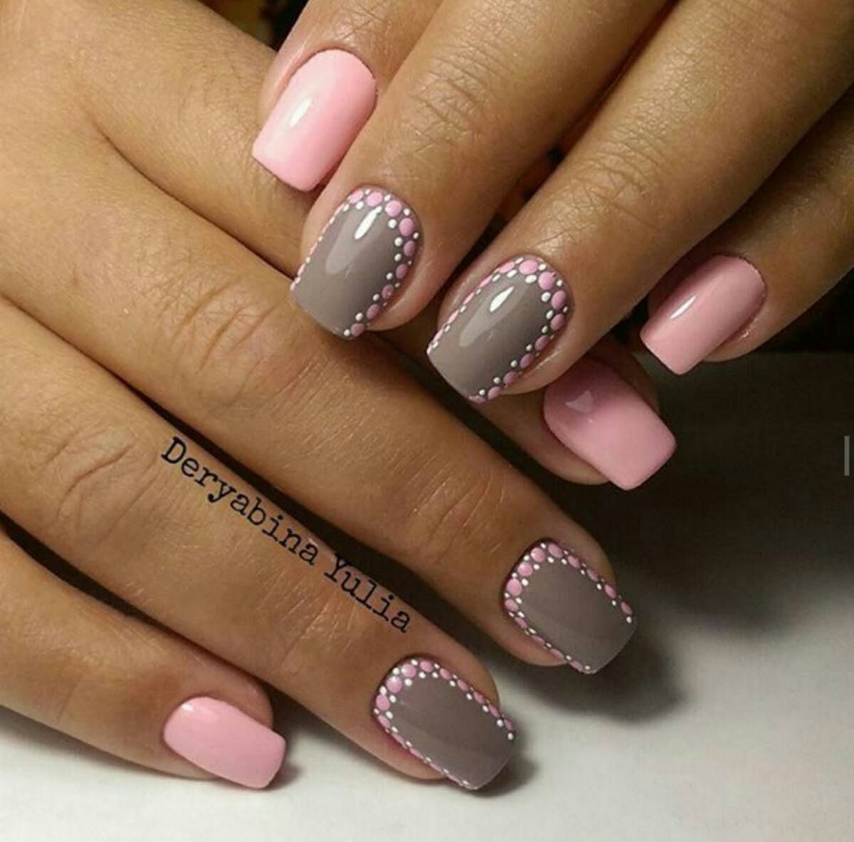 Taupe Nail Designs
 Taupe & Pink Nail Art Design Pinterest