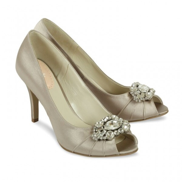 Taupe Shoes For Wedding
 Pink Paradox Tender Taupe Satin Bridesmaid or Party Shoes