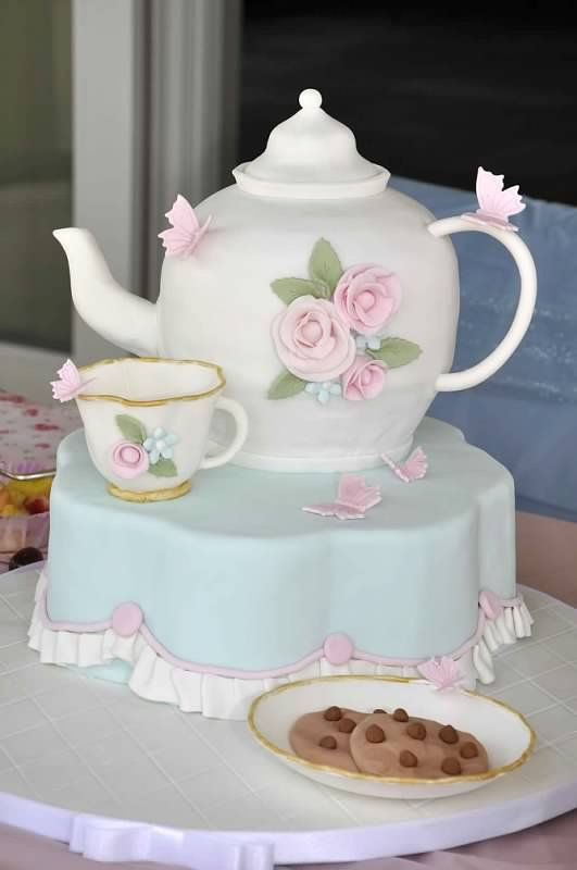 Tea Party Cake Ideas
 357 best Tea Cups and Tea Pot Cakes images on Pinterest