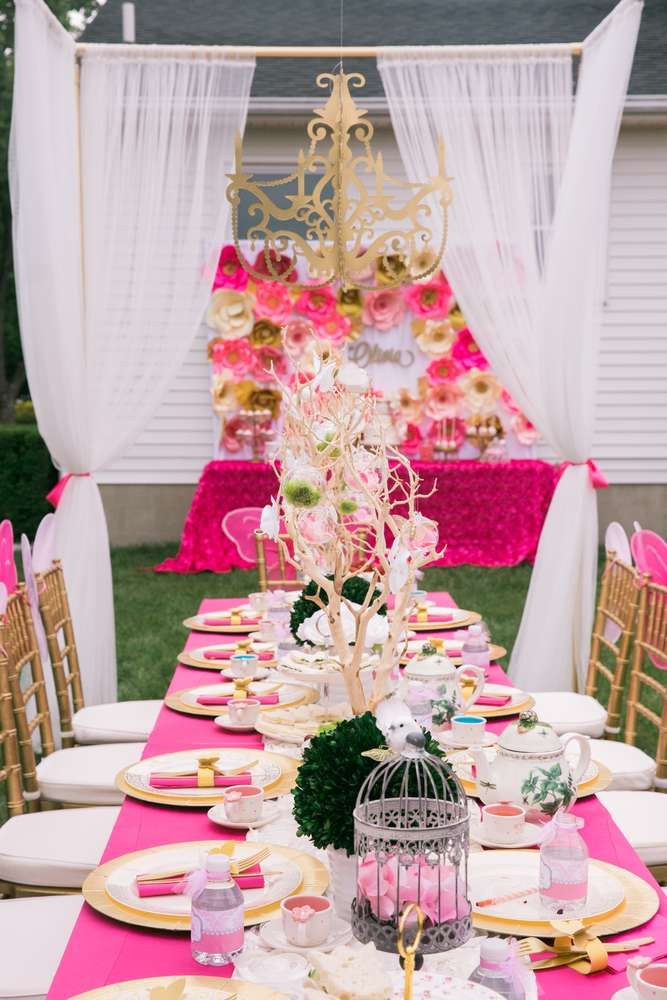 Tea Party Decoration Ideas Adults
 What an elegant Pink Garden Tea Party table So fabulous