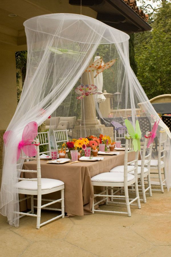 Tea Party Entertainment Ideas
 tea party under a mesh canopy tent
