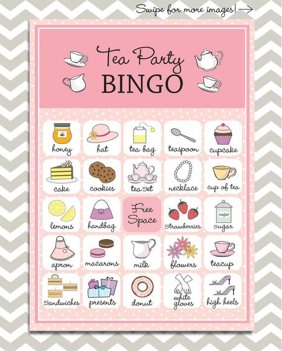 Tea Party Games Ideas
 Tea Party Bingo in pink 20 unique game cards Printable