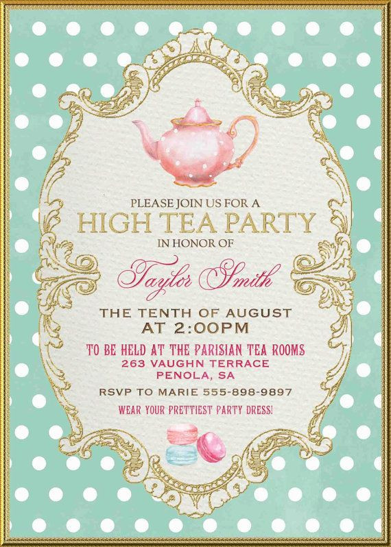 Tea Party Invite Ideas
 Tea Party Invitation High Tea Bridal Shower Tea Digital