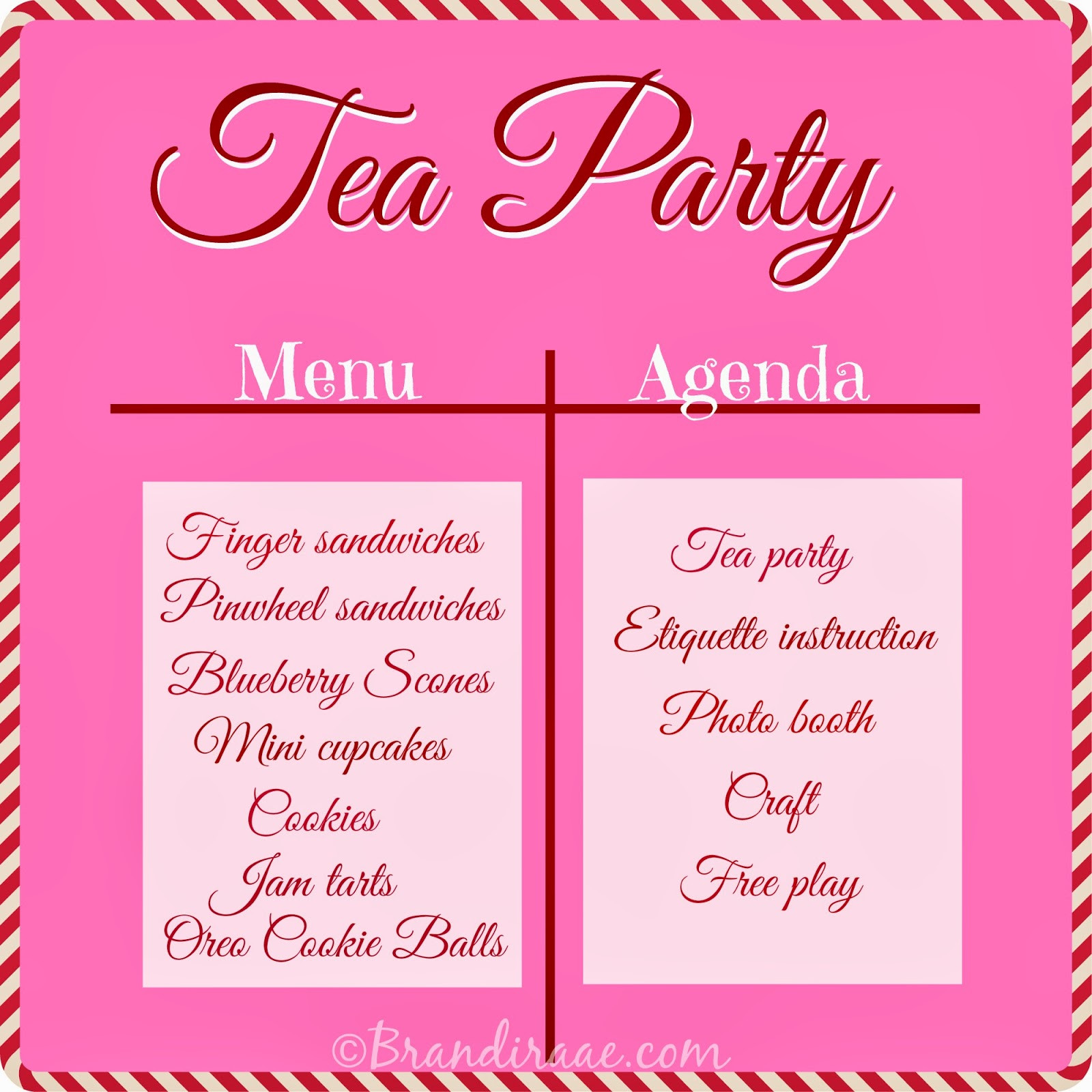 Tea Party Menus Ideas
 Brandi Raae December 2013